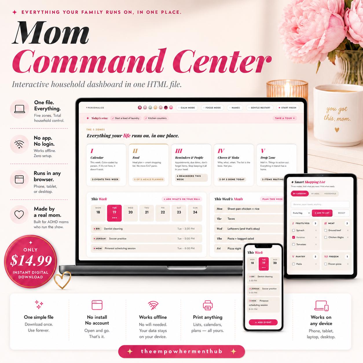 HER Command Center — interactive household dashboard